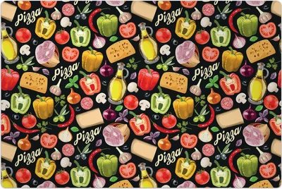 Produktbild von Küchenmatte 150x225 cm Vinylmatte Bodenmatte Dekoration - Zutaten für Pizza