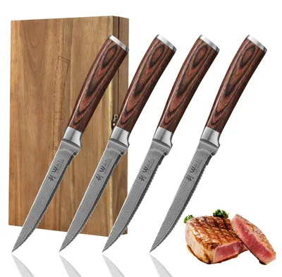 Steakmessenset 4-teilig, 12,5 cm Klinge, Wellenschliff