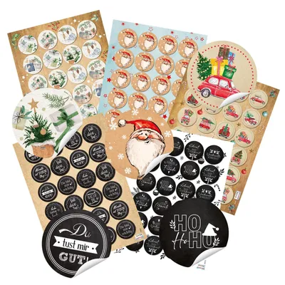 Produktbild von Logbuch-Verlag 120 Etiketten mit Sprüchen zu Weihnachten rund 4 cm als Aufkleber auf Geschenke