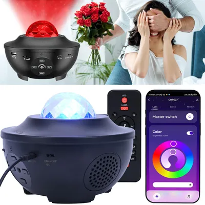 Produktbild von Magischer Laser-Sternenhimmel-Projektor mit Bluetooth Lautsprecher, WIFI, Sprachsteuerung & App-Steuerung mit Tuya oder SmartLife