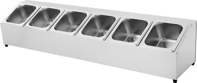 Zdjęcie produktu dla Pudełko na przyprawy – pojemnik na przyprawy – 6 przegródek – wyjmowane wkłady – 104 x 22,5 x 22 cm – stal nierdzewna – z pokrywką – srebrne