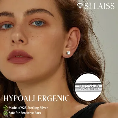 Obrázok produktu pre Moissanite náušnice 7.5 mm, Striebro 925, pre ženy a mužov, puzeta
