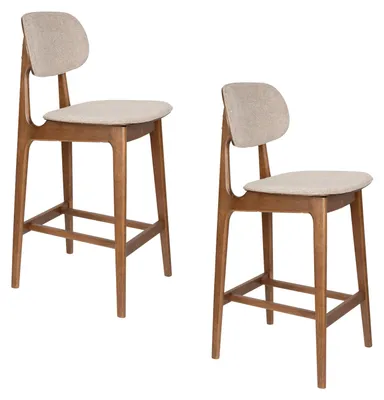 Produktbild von Dutchbone Marais Barhocker Walnuss / Beige - 2 er Set