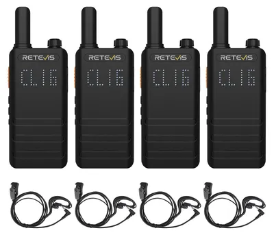 Imagen del producto de Walkie-talkie profesional - 4 unidades, color - 16 canales PMR446 - Batería de 1620 mAh - Compacto y ligero - Radio portátil