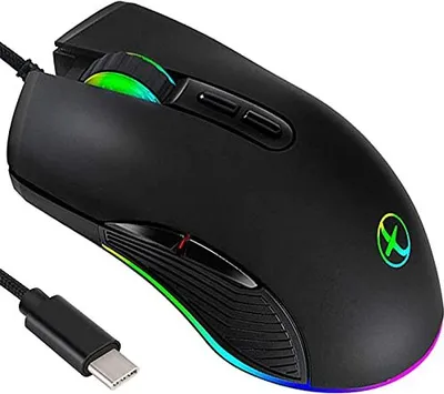 Immagine prodotto di Iulonee Mouse da gioco USB di tipo C RGB con cavo per computer Mouse ergonomico per gamer compatibile con M@C, PC, MateBook, Chromebook, computer portatile universale Windows