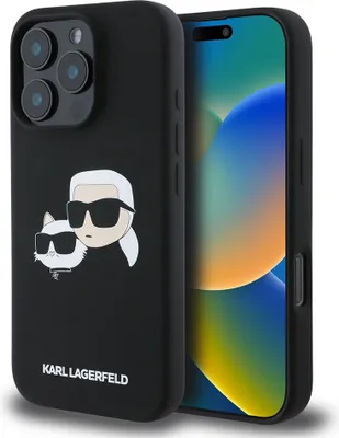 Image de Karl Lagerfeld Klhmp16Xskchpplk Iphone 16 Pro Max 6.9 Black/Black Hardcase Silicone Double Heads Print Magsafe