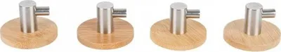 Produktbild von Hakenaufhänger für Handtücher BONJA, 4er-Set, selbstklebend, Stahl, Bambus