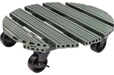 Produktbild von WAGNER Pflanzenroller WPC Ø 38,5 x 11 cm, für außen & innen, grün, wetterfest, 2 Feststeller, Tragkraft 100 kg - 20055801