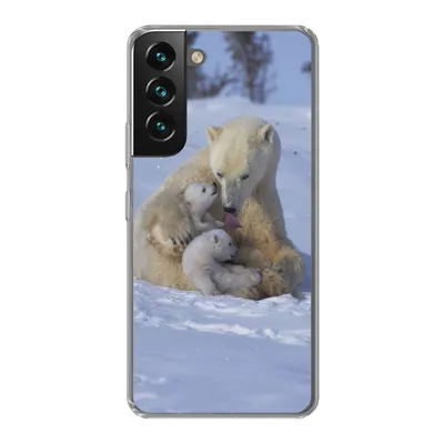 Produktbild von MuchoWow® Handyhülle Schutzhülle Hülle für Samsung Galaxy S22 Eisbären - Schnee - Weiß Silikon Softcase Handy Hülle - Mobiltelefonhülle