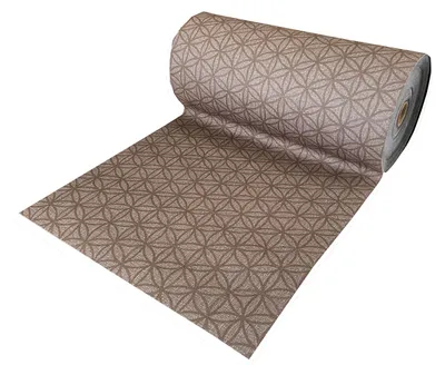 Imagen del producto de Alfombra moqueta antideslizante por metros para cocina y pasillo - Mosaico Geométrico Marrón
