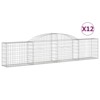 Zdjęcie produktu dla Kosze gabionowe, 12 szt., 300x30x60/80 cm, galwanizowane żelazo
