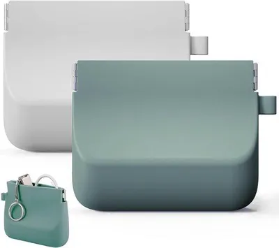 Immagine prodotto di Custodia in silicone per auricolari wireless, custodia portatile per cavi dati, custodia in silicone per uomo e donna (verde + grigio)