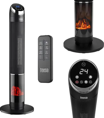 Produktbild von Teesa TSA9017 Elektrischer Standheizkörper mit Flammeneffekt, 2000 W, Fernbedienung