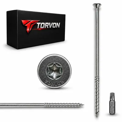 Produktbild von TORVON Premium Holzschrauben Senkkopf Vollgewinde weiß verzinkt 8 x 360 mm 50 St. inkl. Bit