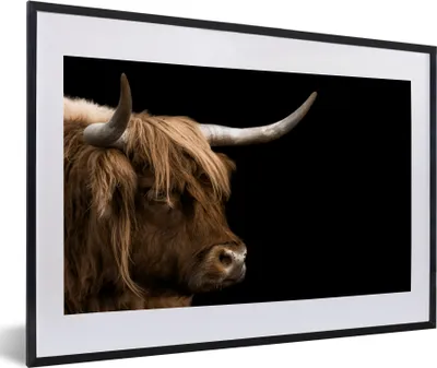 Produktbild von MuchoWow® Gerahmtes Poster Schottischer Highlander - Tiere - Kuh 60x40 cm - Poster mit Schwarzem Bilderrahmen Wandposter Rahmen Foto Bilder - Schlafzimmer - Plakat in Rahmen - Drucken