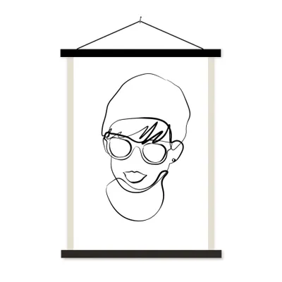 Produktbild von MuchoWow® Textilposter Frauen - Minimalismus - Linienkunst 90x120 cm mit schwarzem Rahmen - Dekoration