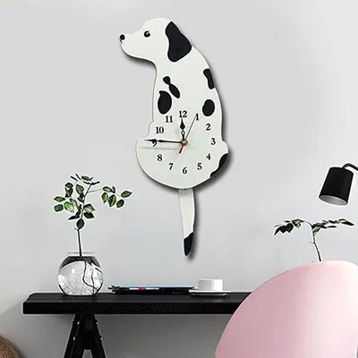 Productafbeelding van Acryl wandklok met spreidmechanisme, geschikt voor woonkamer, slaapkamer, kinderkamer, keuken en als woonaccessoire - 42 cm x 18 cm, wit