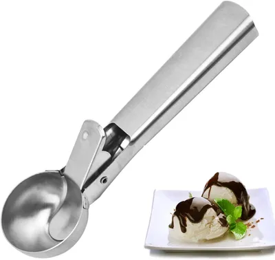 Imagen del producto de Dispensador de helado de acero inoxidable, ideal para helado y melón, con una práctica cuchara para fruta