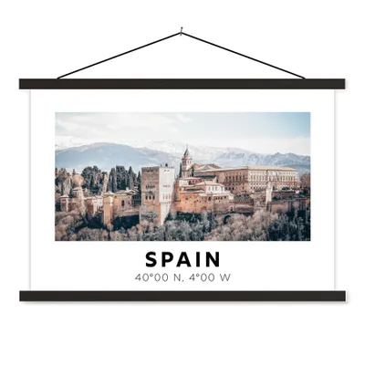 Produktbild von MuchoWow® Textilposter Spanien - Schloss - Vintage - Sommer 90x60 cm mit schwarzem Rahmen - Aufhängungssatz