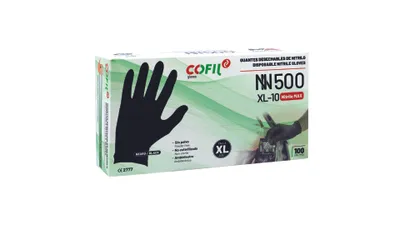 Immagine prodotto di Guanti in nitrile, taglia XL, neri, confezione da 500/100 pezzi.
