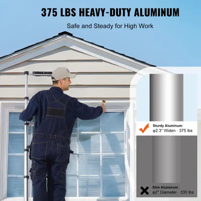 Produktbild von Teleskopleiter 2,6 m, Ausziehleiter Aluminium, klappbare Kompaktleiter, Ein-Knopf-Einzug | 170 kg | Sprossen 4 cm | 7,2 kg