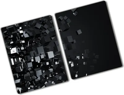 Produktbild von Tulup Glas Herdabdeckplatte - 2x40x52 cm - Glaskeramikkochfeld-Abdeckung Spritzschutz Glasabdeckplatte Kochplattenabdeckung und Schneidebrett - Zweiteilig - Kunst: modern & klassisch - 3D-Abstraktion - Schwarz
