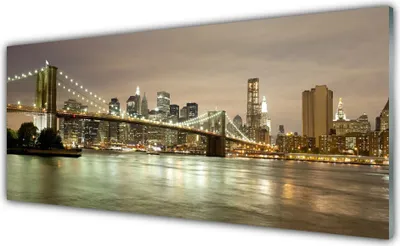 Produktbild von Acrylglasbilder 125x50 Wandbild Druck Stadt Brücke Meer Architektur