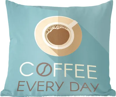 Produktbild von MuchoWow® Zierkissen Sofakissen Wohnzimmer Dekokissen 40x40 cm Kaffee jeden Tag - Zitate - Sprichwörter - Kaffee - Foto Kissen - Schlafzimmer Dekoration