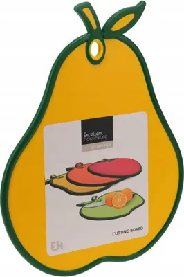 Produktbild von Buntes Küchenschneidebrett 30x28x8cm aus Kunststoff in Fruchtformen