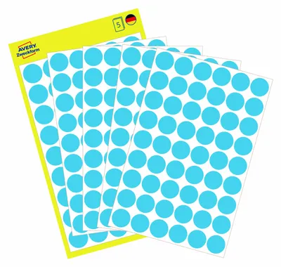 Produktbild von Avery Zweckform 3142, Markierungspunkte, ? 12 mm, 270 Markierungspunkte / 5 Bögen, Blau