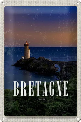 Produktbild von Blechschild Reise 20x30cm Retro Bretagne France Leuchtturm