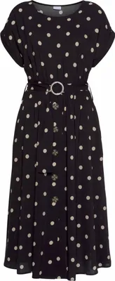 Produktbild von LASCANA Midikleid mit Punktedruck und Taschen, Blusenkleid schwarz-sand-bedruckt Größe 36