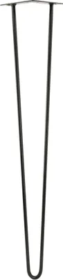 Image de Pied de meuble Hairpin, 71 cm de haut, 2 tiges, noir mat - Idéal pour les meubles modernes de style industriel et scandinave
