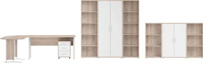 Produktbild von Büromöbel-Set / Arbeitszimmer OFFICE LINE + Highboard in Eiche Sonoma / weiß