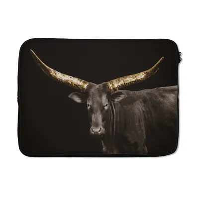 Produktbild von MuchoWow® Laptop Hülle 14 ZollKuh - Gold - Schwarz Laptoptasche - Laptoptasche - Stoßsicher - Schutzhaube