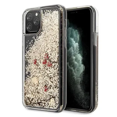 Produktbild von Guess Hüllen Schutzhülle Guess Liquid Glitter Hearts iPhone 11 Pro golden