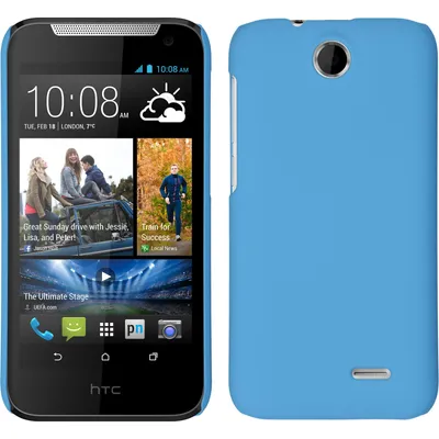 Produktbild von PhoneNatic Case kompatibel mit HTC Desire 310 - Hülle hellblau gummiert Hard-case + 2 Schutzfolien