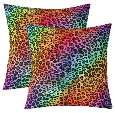 Produktbild von Kissenbezüge 55x55cm Leopard Tierdruck 2er Set Dekokissen Sofakissen Couchkissen