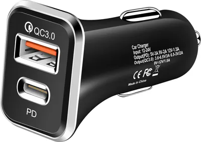 Produktbild von Nabíjačka do auta SOONTEC (čierna) Rýchlonabíjací adaptér do zásuvky USB-C / USB pre nabíjačku do cigaretového zapaľovača Nabíjačka do auta USB-C/USB PD Quick Charge 3.0 pre iPhone 15 / 14 / 13 / 12 / 11 / Pro / Pro Max / Mini / Galaxy S20 / S21