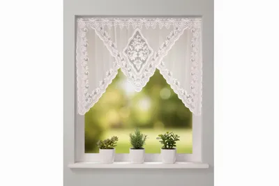 Produktbild von Jacquard-Bogenpanneau  - Kurzgardine weiß   Größe (HxB) 75x140cm