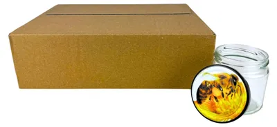 Produktbild von 60x Twist Off Honigglas 250g Rundglas Gläser für Honig, Deckel Biene gelb