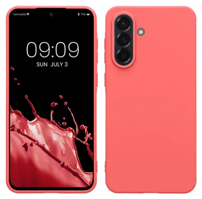 Produktbild von kwmobile Hülle für Samsung Galaxy A56 5G TPU Case - Handyhülle unterstützt kabelloses Laden, flexible Schutzhülle, gummiertes Cover in Neon Koralle