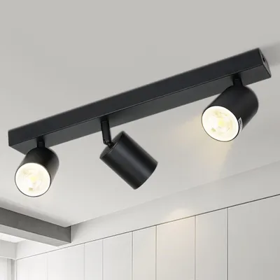 Image de ZMH LED Plafonnier noir Spots de plafond : GU10 Spots de plafond à 3 branches orientables à 330° Spots de plafond modernes Lampe de couloir sans ampoules