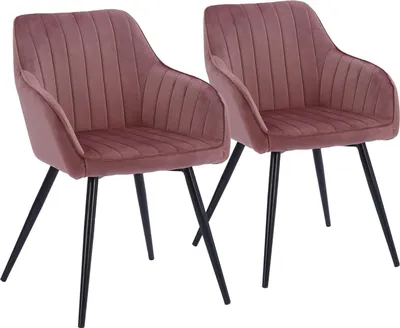 Image de Lot de 2 chaises en velours BERTILLE roses