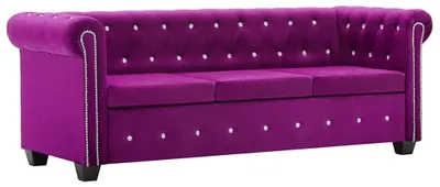 Produktbild von vidaXL Chesterfield Sofa 3-Sitzer Samtbezug 199x75x72cm Lila