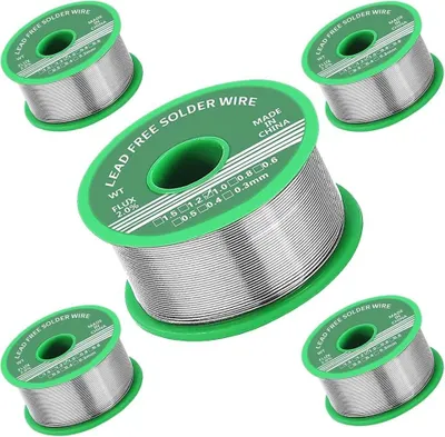 Produktbild von 5 stücke Lötzinn 1,0 mm, bleifreies Lötzinn mit Kolophoniumkern 20 g, geeignet für die Reparatur elektronischer und elektrischer Schweißkomponenten und zum Selbermachen