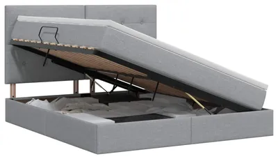 Immagine prodotto di vidaXL Letto contenitore con materasso grigio chiaro 180 x 200 cm tessuto