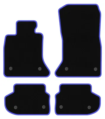 Produktbild von Velours-Fußmatten für BMW 5 F10_FL 2013-2017 (Limousine) – 4-tlg, Schwarz/Blau, passgenau – Wielganizator CARLUX