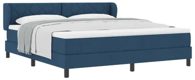 Imagen del producto de Cama con somier y colchón, color azul, 180 x 200 cm, tapizada en tela