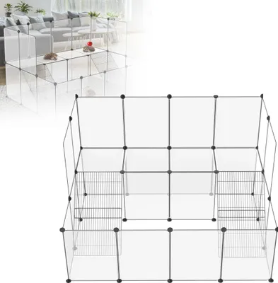 Produktbild von XMTECH Großer Katzenkäfig für drinnen und draußen, 146x110x74 cm, 4-stöckiges Katzengehege, stabile Metallgitterkonstruktion, rutschfester PP-Bodenplatte, für 2–3 Katzen, inklusive Hängematte, Schwarz